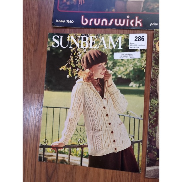 Lot of 5 Vtg Aran Fisherman Sweaters Cardigans Knitting Patterns British Jaeger - Picture 4 of 7